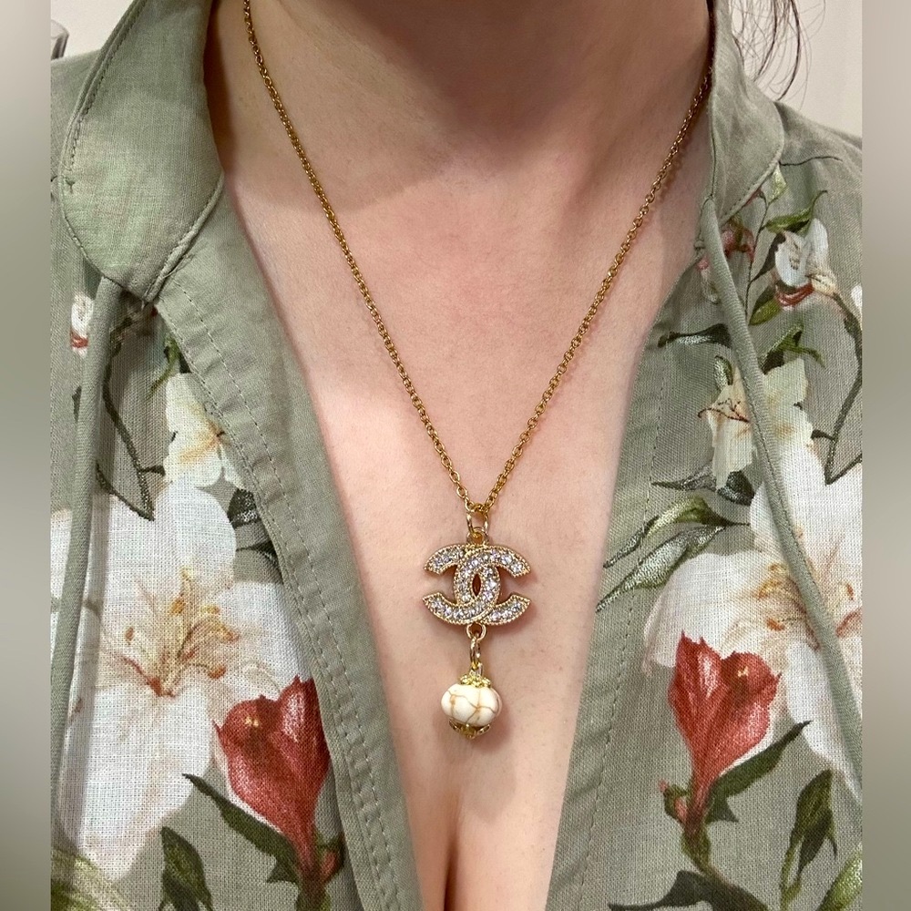 Authentic Chanel Upcycled Charm/zipper pull/ button Necklace